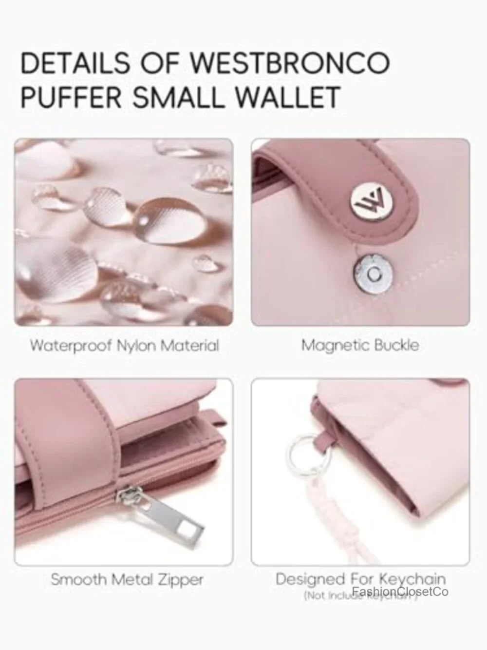 Small Puffer Wallet for Women RFID Blocking Bifold with Zipper Coin Pocket & ID